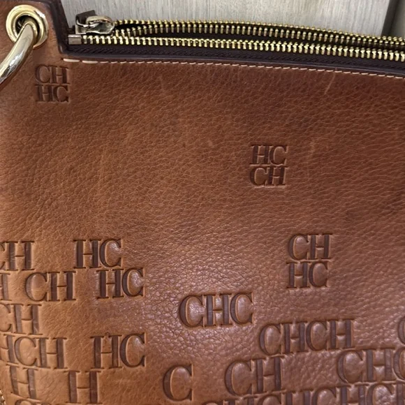 Carolina Herrera Castañuela Brown Logo Crossbody Reversible Bag - Picture 8 of 16
